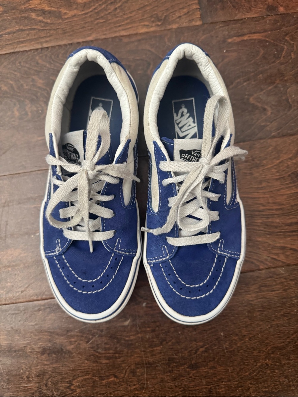 Vans Kids Royal Blue Suede Lace-Up Sneakers with White Accents